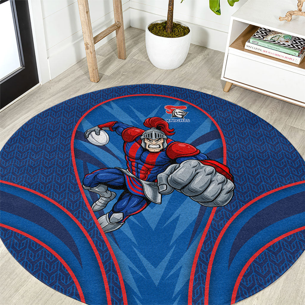 Newcastle Knights Rugby Mascot Round Carpet Australian Rugby Culture - Tribal Inspired Knight Warrior