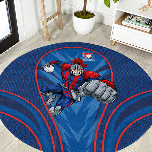 Newcastle Knights Rugby Mascot Round Carpet Australian Rugby Culture - Tribal Inspired Knight Warrior