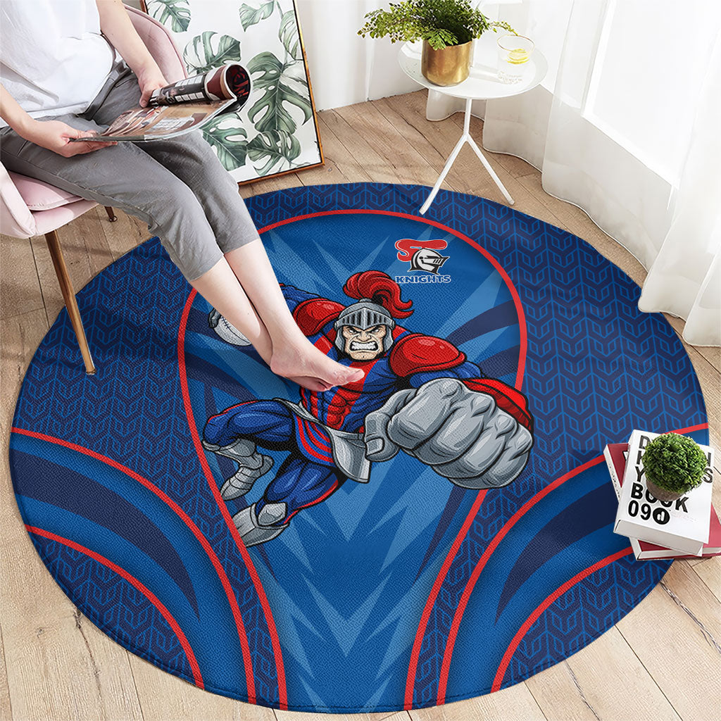 Newcastle Knights Rugby Mascot Round Carpet Australian Rugby Culture - Tribal Inspired Knight Warrior