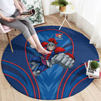 Newcastle Knights Rugby Mascot Round Carpet Australian Rugby Culture - Tribal Inspired Knight Warrior
