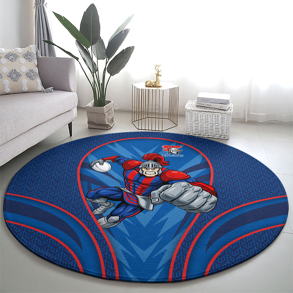Newcastle Knights Rugby Mascot Round Carpet Australian Rugby Culture - Tribal Inspired Knight Warrior