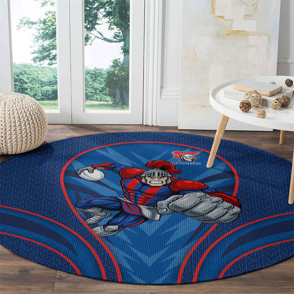 Newcastle Knights Rugby Mascot Round Carpet Australian Rugby Culture - Tribal Inspired Knight Warrior