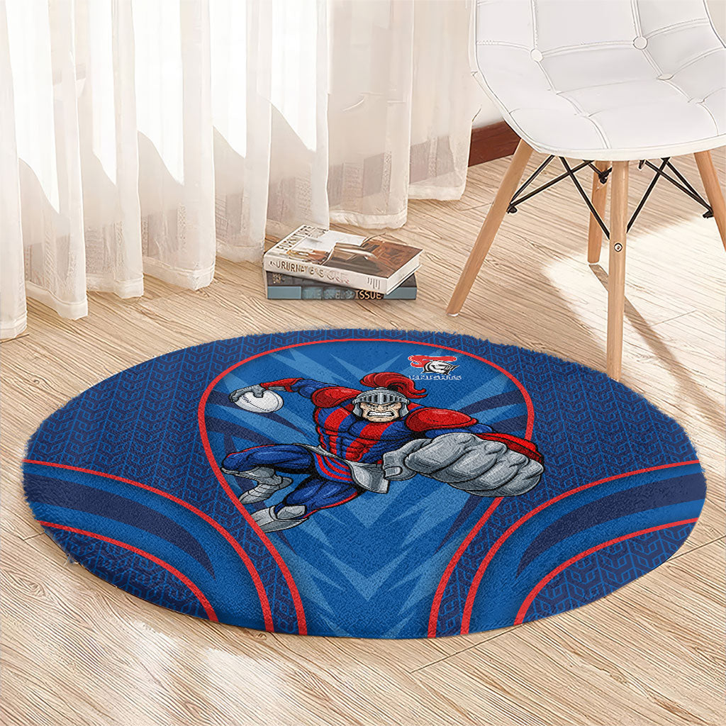 Newcastle Knights Rugby Mascot Round Carpet Australian Rugby Culture - Tribal Inspired Knight Warrior