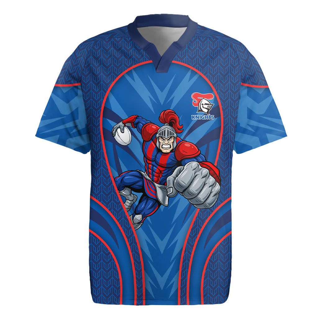 Newcastle Knights Rugby Mascot Rugby Jersey Australian Rugby Culture - Tribal Inspired Knight Warrior