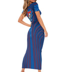 Newcastle Knights Rugby Mascot Short Sleeve Bodycon Dress Australian Rugby Culture - Tribal Inspired Knight Warrior