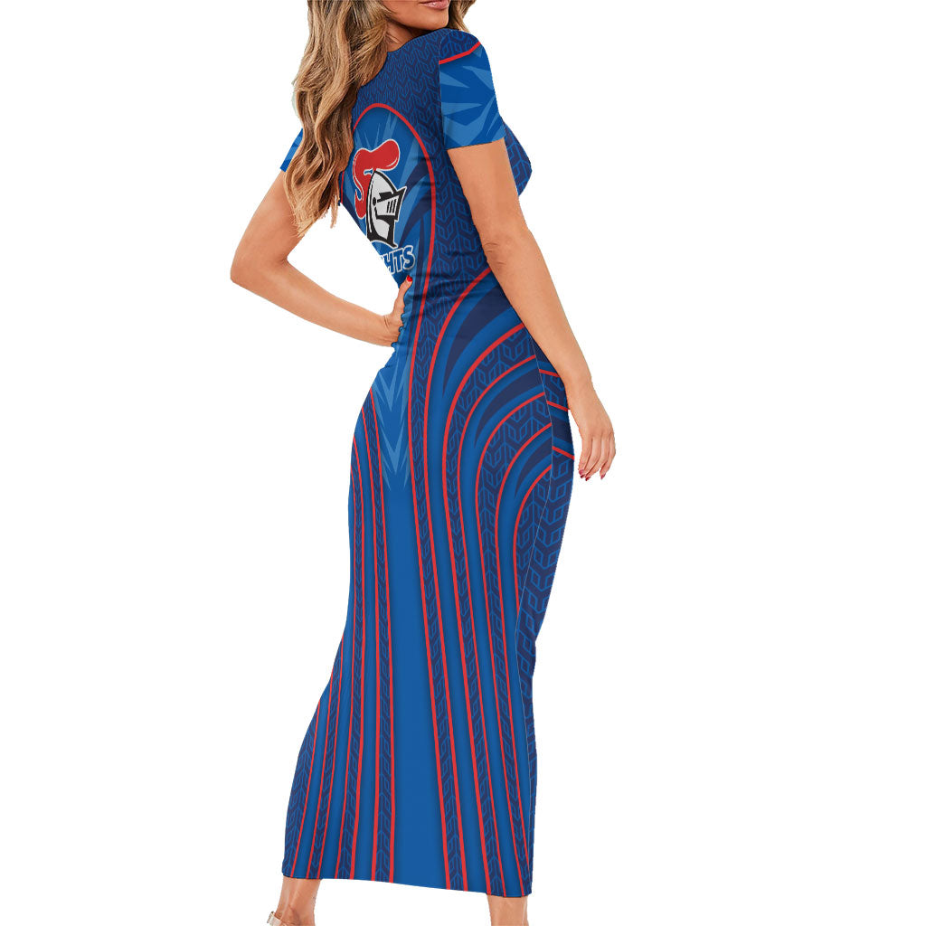 Newcastle Knights Rugby Mascot Short Sleeve Bodycon Dress Australian Rugby Culture - Tribal Inspired Knight Warrior