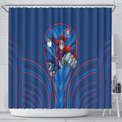 Newcastle Knights Rugby Mascot Shower Curtain Australian Rugby Culture - Tribal Inspired Knight Warrior