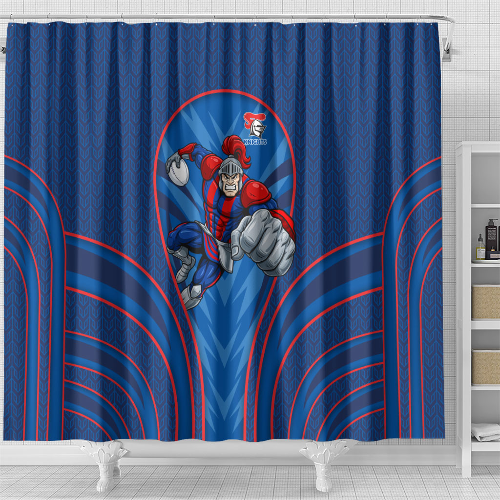 Newcastle Knights Rugby Mascot Shower Curtain Australian Rugby Culture - Tribal Inspired Knight Warrior
