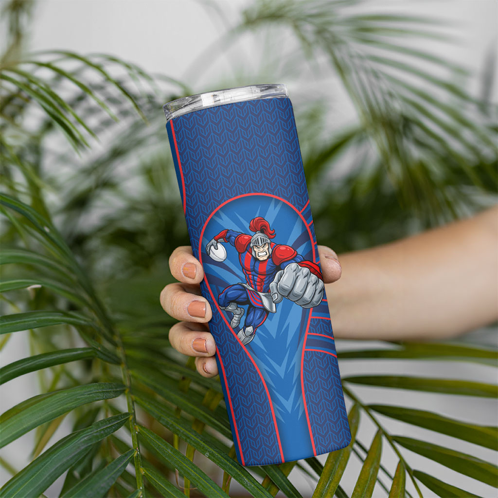 Newcastle Knights Rugby Mascot Skinny Tumbler Australian Rugby Culture - Tribal Inspired Knight Warrior