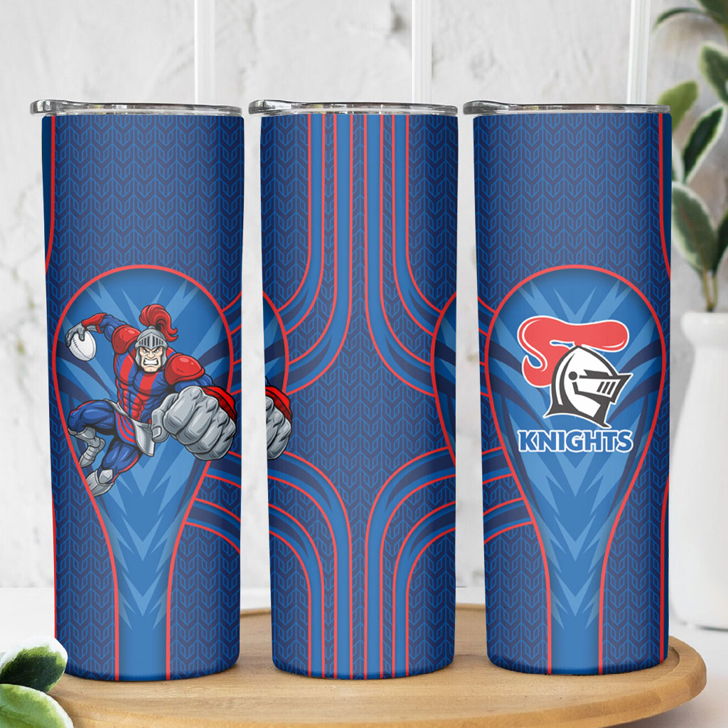Newcastle Knights Rugby Mascot Skinny Tumbler Australian Rugby Culture - Tribal Inspired Knight Warrior