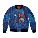 Newcastle Knights Rugby Mascot Sleeve Zip Bomber Jacket Australian Rugby Culture - Tribal Inspired Knight Warrior