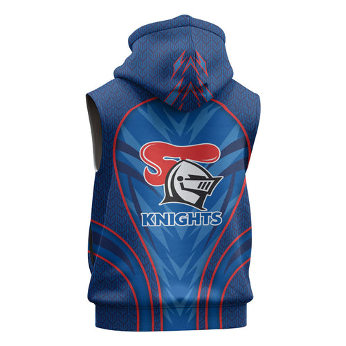 Newcastle Knights Rugby Mascot Sleeveless Hoodie Australian Rugby Culture - Tribal Inspired Knight Warrior