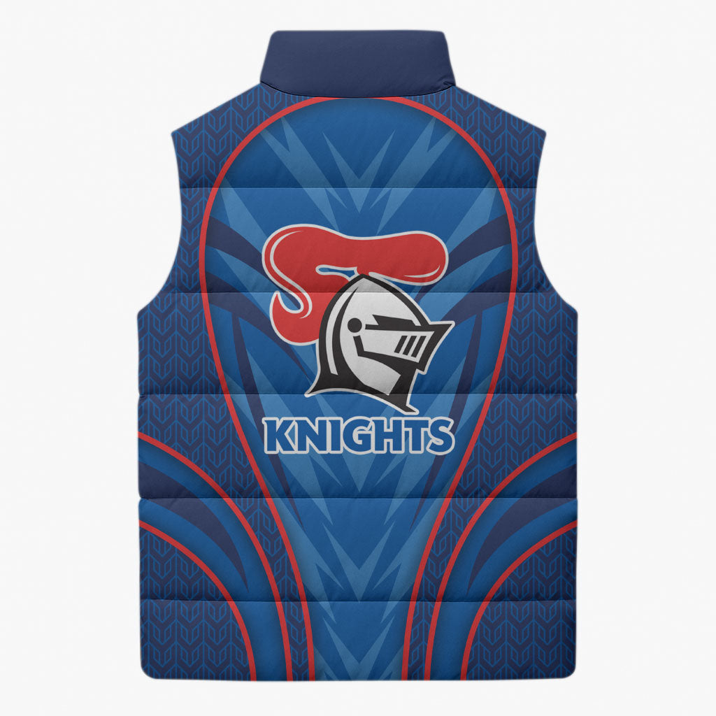 Newcastle Knights Rugby Mascot Sleeveless Puffer Jacket Australian Rugby Culture - Tribal Inspired Knight Warrior