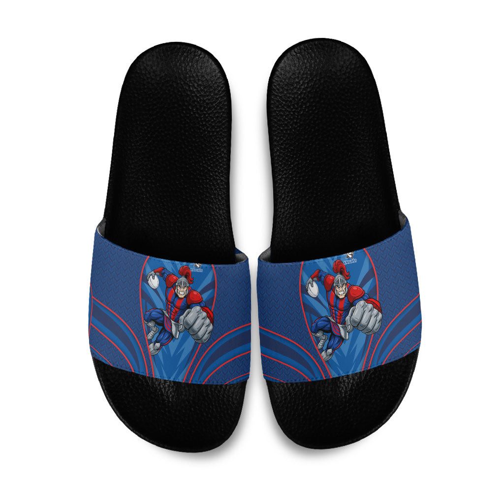 Newcastle Knights Rugby Mascot Slide Sandals Australian Rugby Culture - Tribal Inspired Knight Warrior