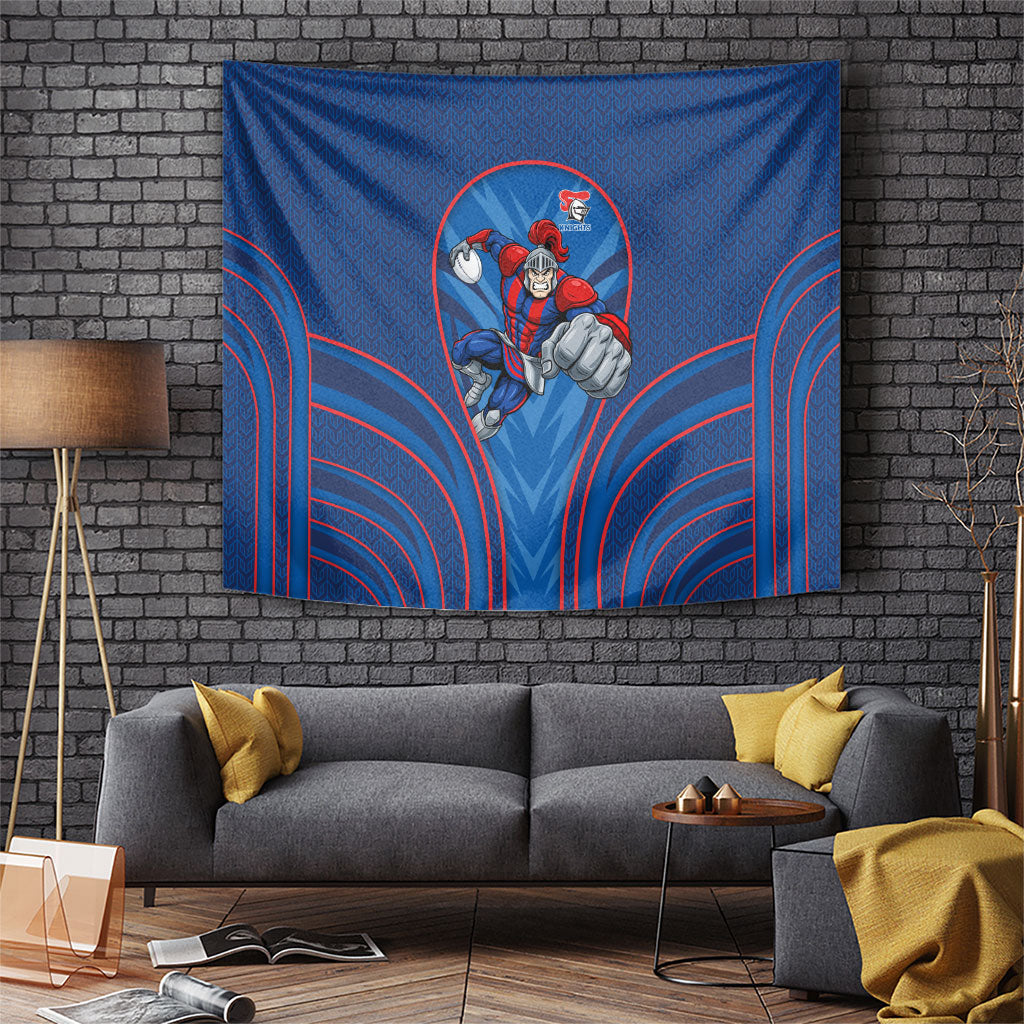 Newcastle Knights Rugby Mascot Tapestry Australian Rugby Culture - Tribal Inspired Knight Warrior