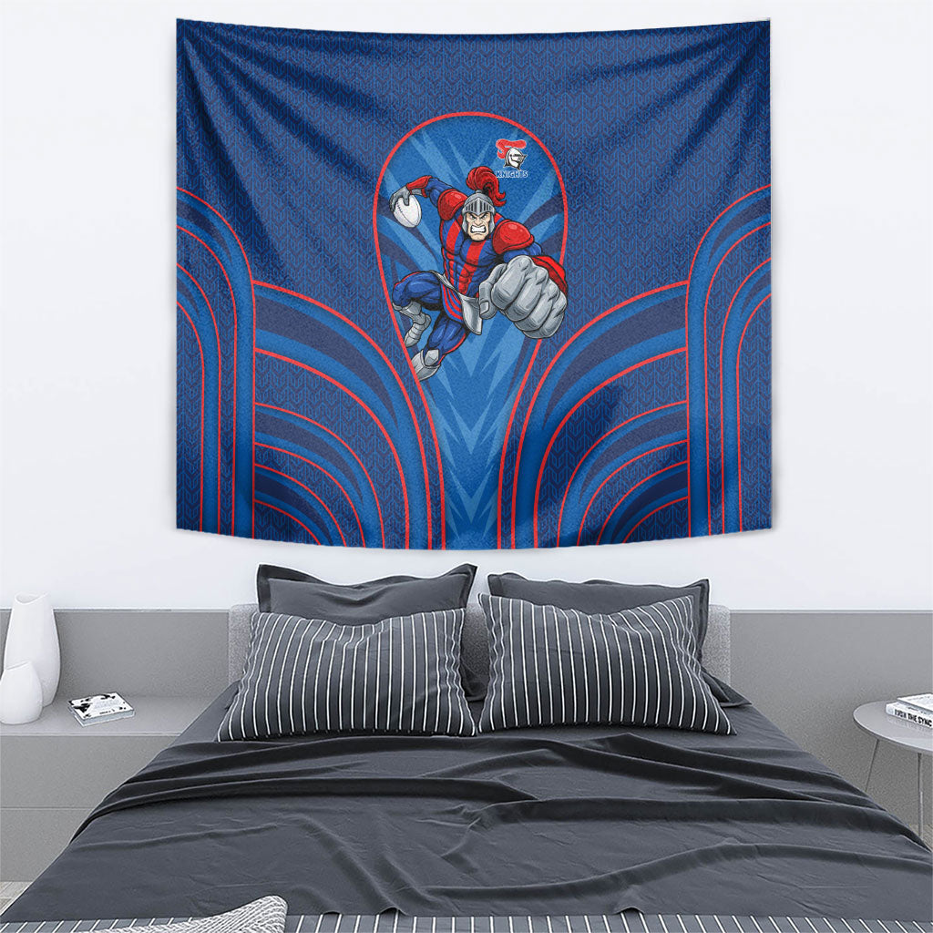 Newcastle Knights Rugby Mascot Tapestry Australian Rugby Culture - Tribal Inspired Knight Warrior