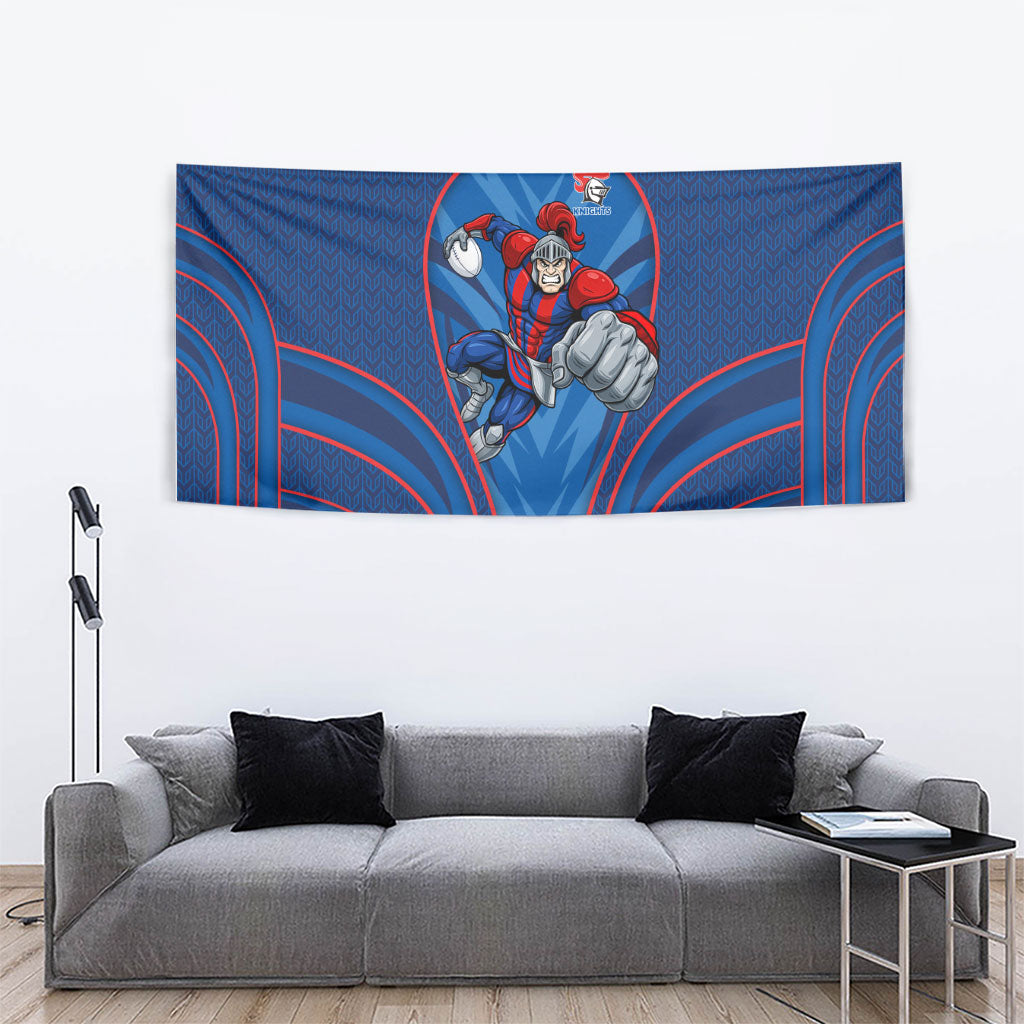 Newcastle Knights Rugby Mascot Tapestry Australian Rugby Culture - Tribal Inspired Knight Warrior
