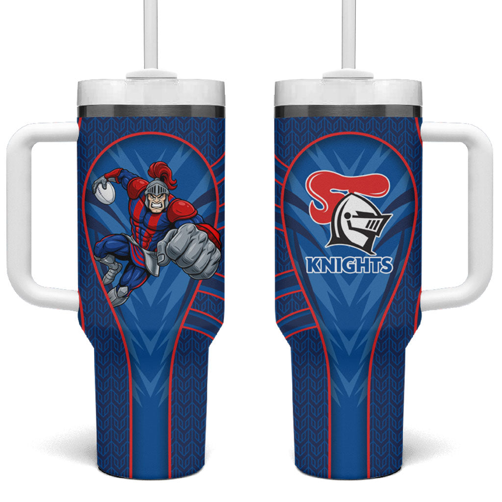Newcastle Knights Rugby Mascot Tumbler With Handle Australian Rugby Culture - Tribal Inspired Knight Warrior