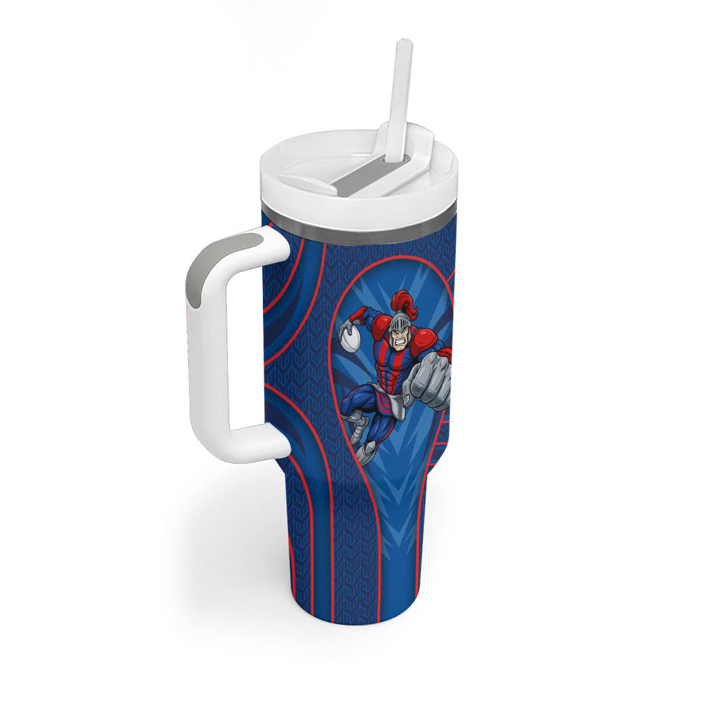 Newcastle Knights Rugby Mascot Tumbler With Handle Australian Rugby Culture - Tribal Inspired Knight Warrior