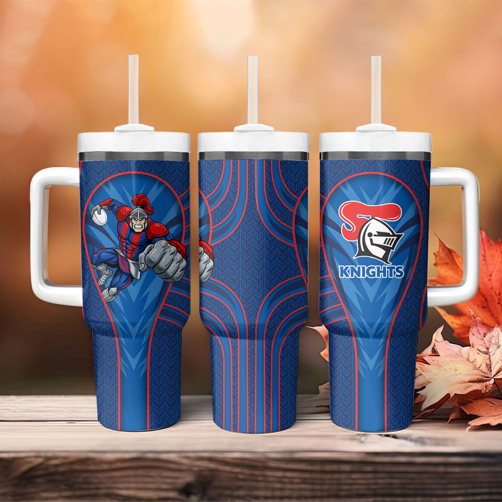 Newcastle Knights Rugby Mascot Tumbler With Handle Australian Rugby Culture - Tribal Inspired Knight Warrior