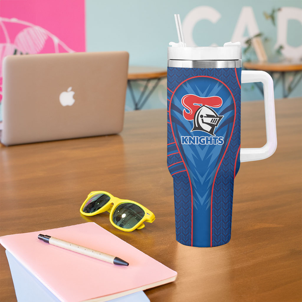 Newcastle Knights Rugby Mascot Tumbler With Handle Australian Rugby Culture - Tribal Inspired Knight Warrior