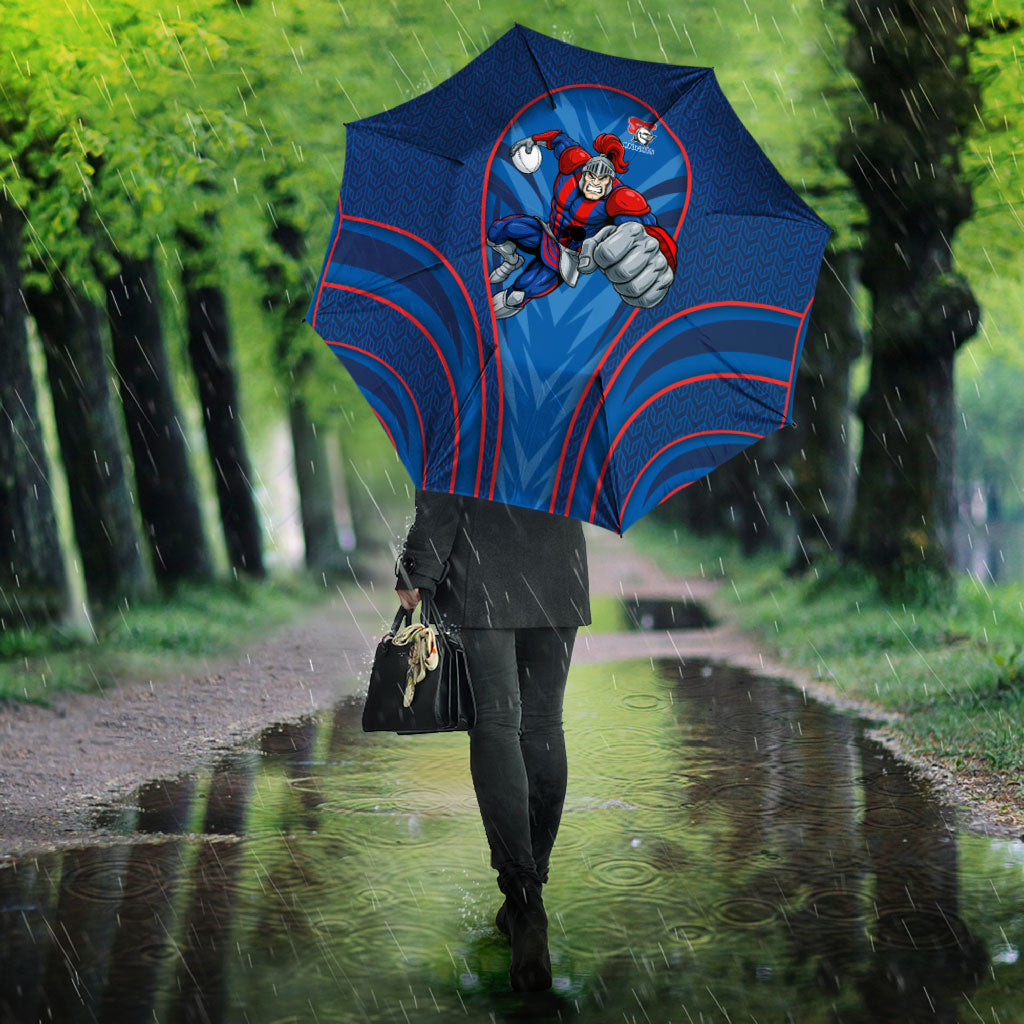 Newcastle Knights Rugby Mascot Umbrella Australian Rugby Culture - Tribal Inspired Knight Warrior