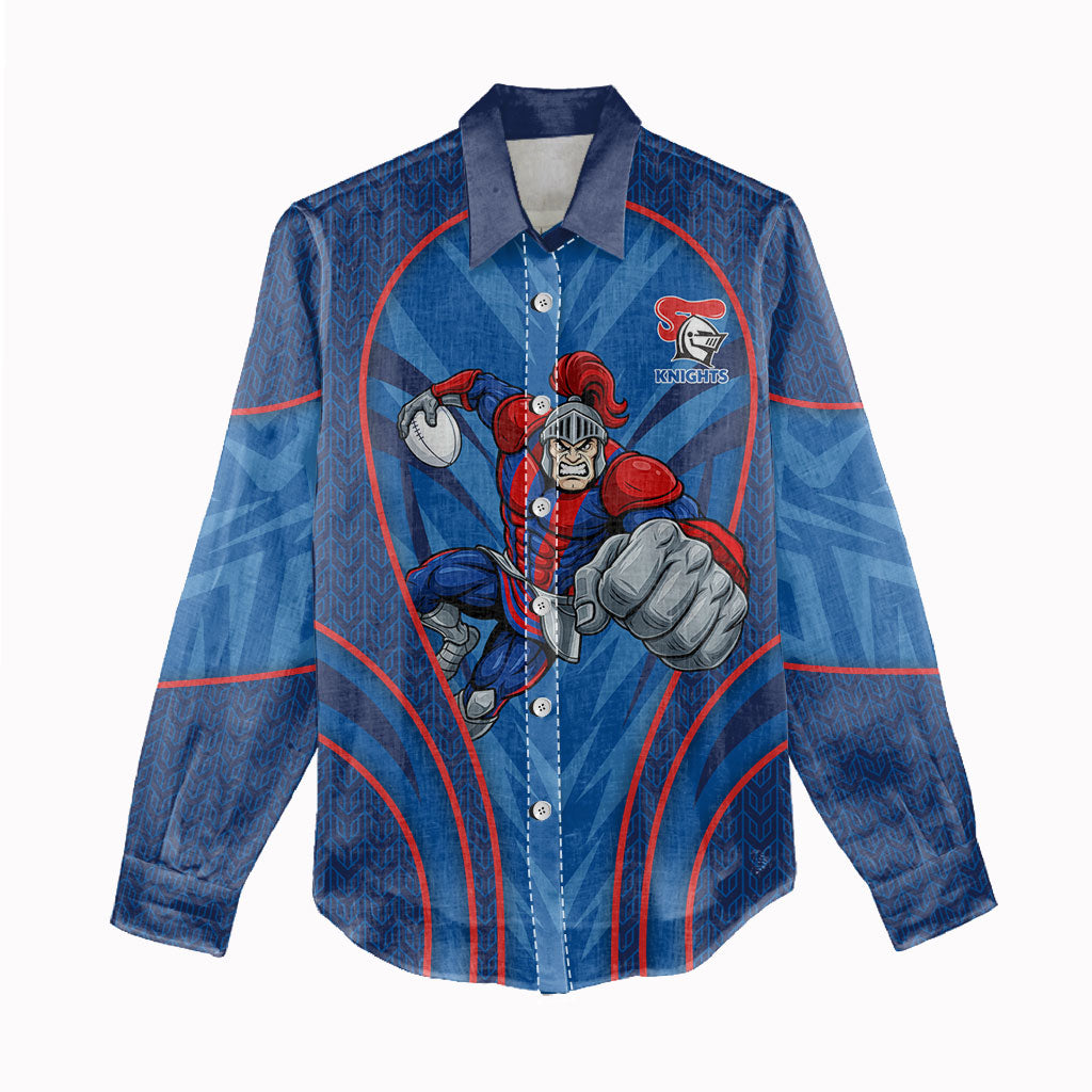 Newcastle Knights Rugby Mascot Women Casual Shirt Australian Rugby Culture - Tribal Inspired Knight Warrior