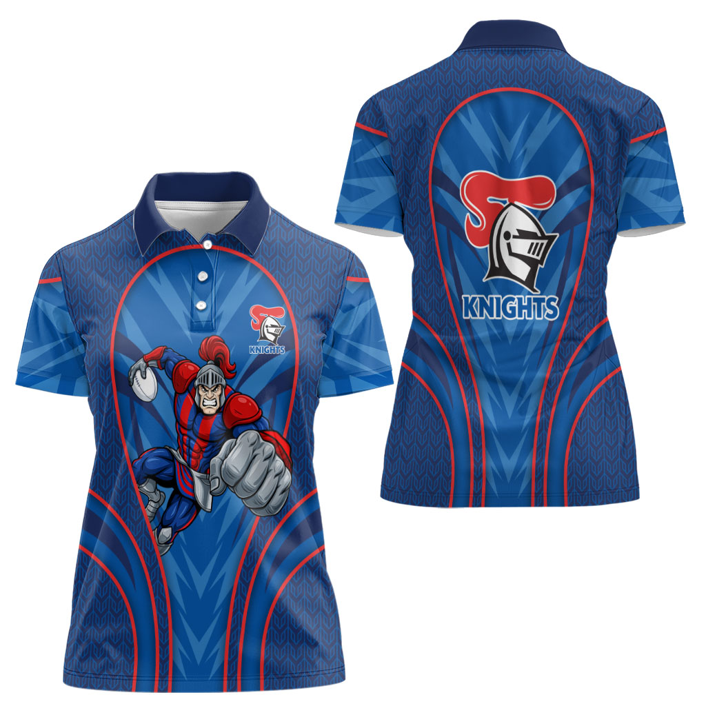 Newcastle Knights Rugby Mascot Women Polo Shirt Australian Rugby Culture - Tribal Inspired Knight Warrior