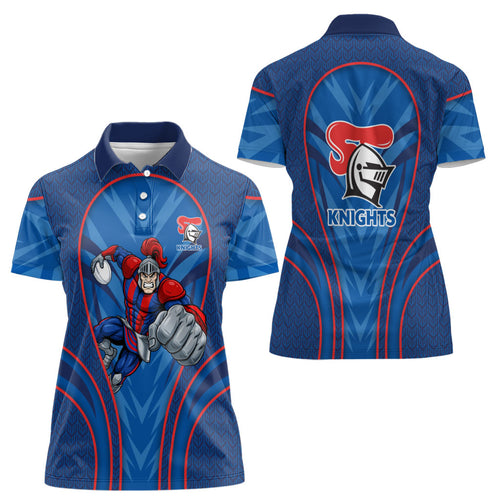 Newcastle Knights Rugby Mascot Women Polo Shirt Australian Rugby Culture - Tribal Inspired Knight Warrior