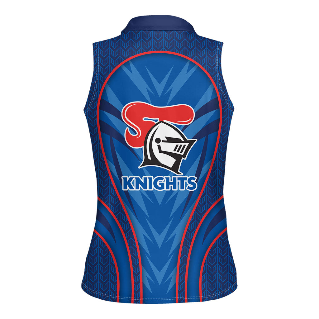 Newcastle Knights Rugby Mascot Women Sleeveless Polo Shirt Australian Rugby Culture - Tribal Inspired Knight Warrior