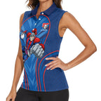 Newcastle Knights Rugby Mascot Women Sleeveless Polo Shirt Australian Rugby Culture - Tribal Inspired Knight Warrior