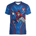Newcastle Knights Rugby Mascot Women V-Neck T-Shirt Australian Rugby Culture - Tribal Inspired Knight Warrior
