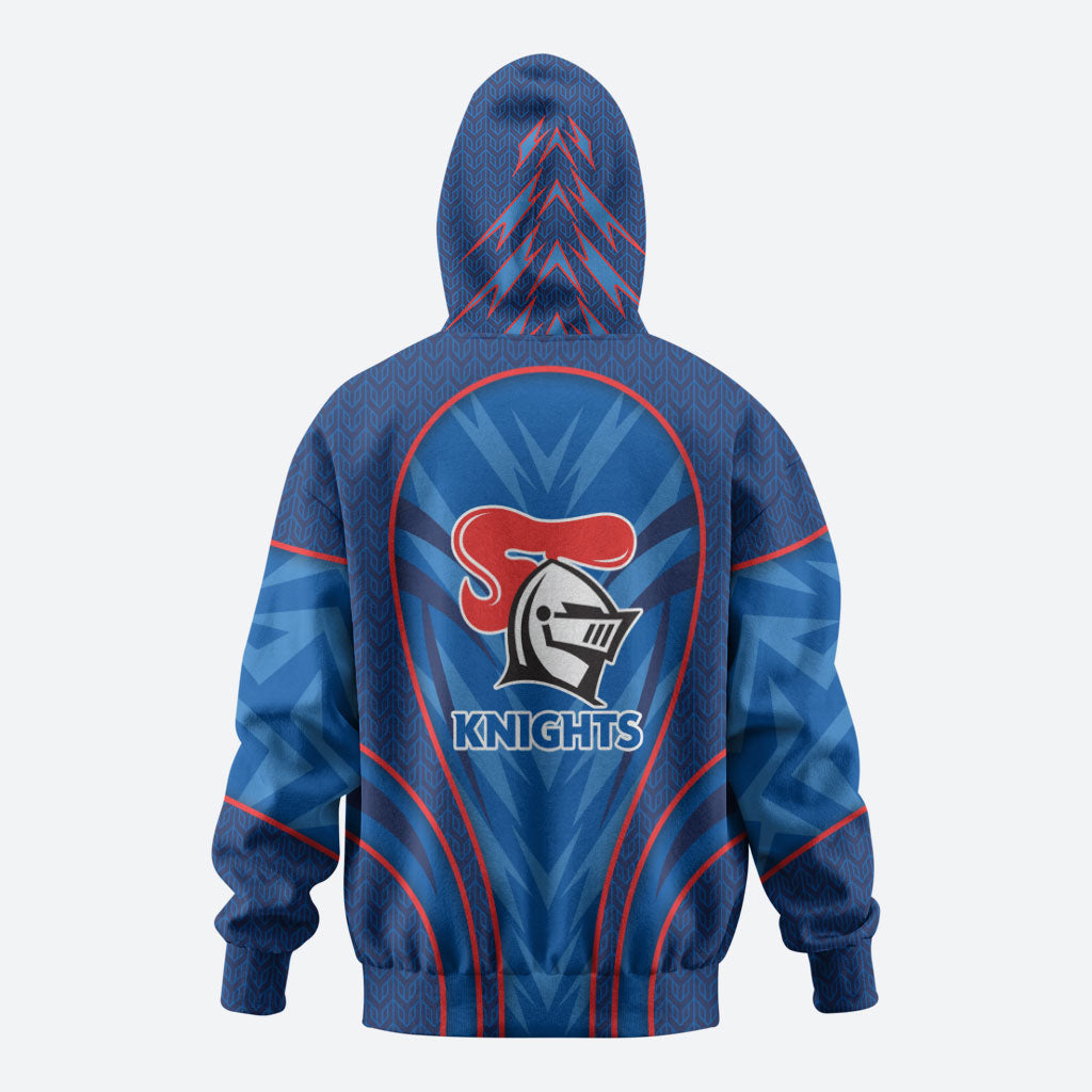 Newcastle Knights Rugby Mascot Zip Hoodie Australian Rugby Culture - Tribal Inspired Knight Warrior