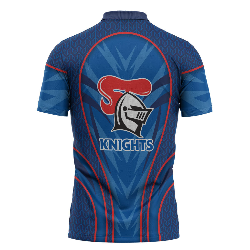 Newcastle Knights Rugby Mascot Zipper Polo Shirt Australian Rugby Culture - Tribal Inspired Knight Warrior
