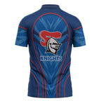 Newcastle Knights Rugby Mascot Zipper Polo Shirt Australian Rugby Culture - Tribal Inspired Knight Warrior