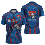 Newcastle Knights Rugby Mascot Zipper Polo Shirt Australian Rugby Culture - Tribal Inspired Knight Warrior