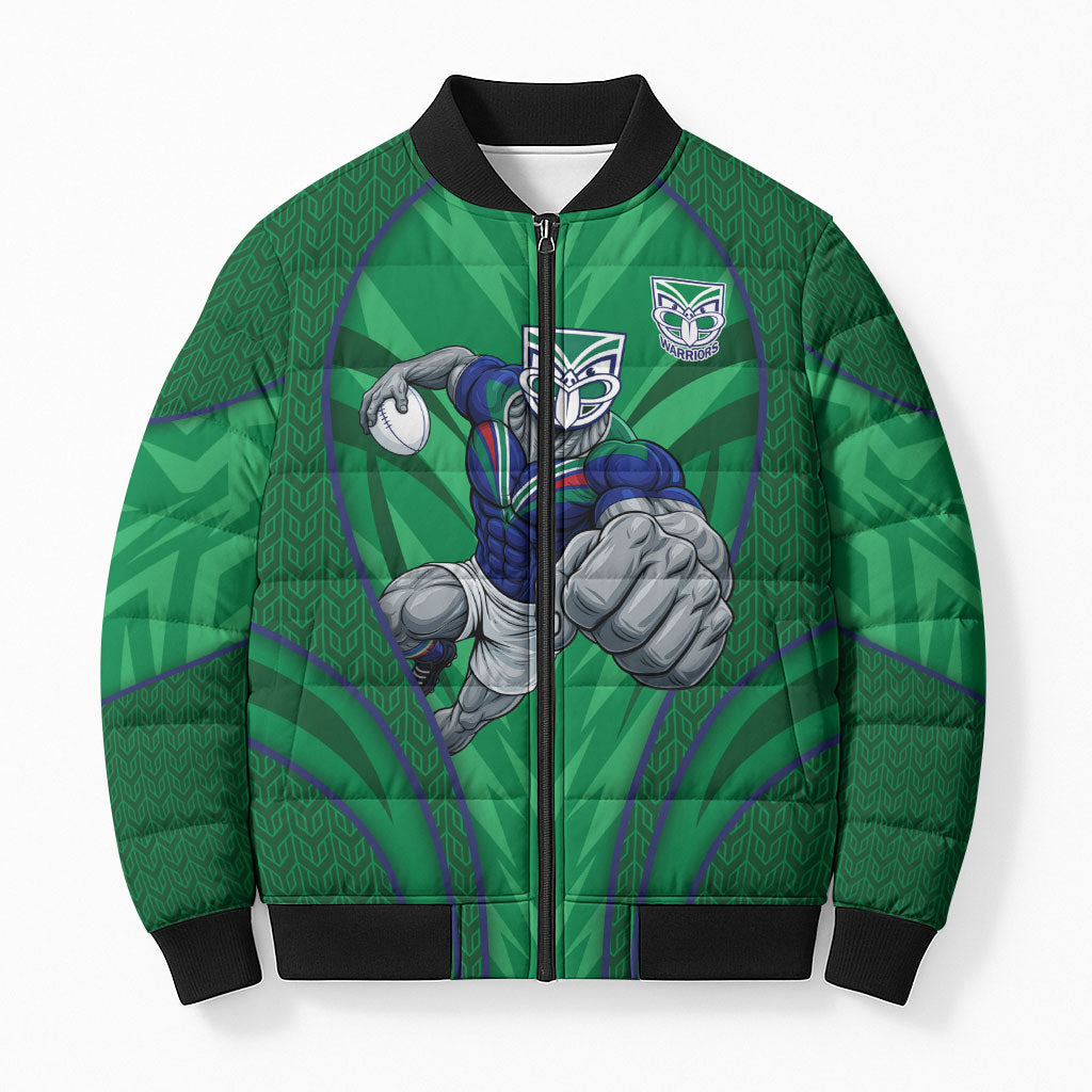 New Zealand Warriors Rugby Mascot Bomber Puffer Jacket Australian Rugby Culture - Tribal Inspired Warrior