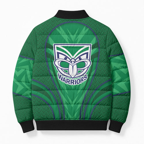 New Zealand Warriors Rugby Mascot Bomber Puffer Jacket Australian Rugby Culture - Tribal Inspired Warrior