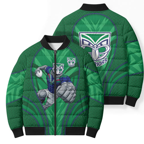 New Zealand Warriors Rugby Mascot Bomber Puffer Jacket Australian Rugby Culture - Tribal Inspired Warrior