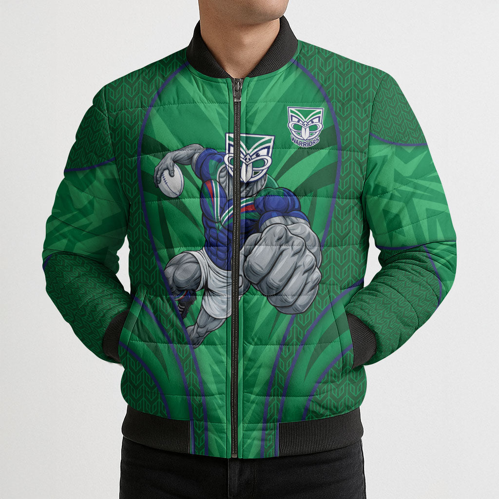 New Zealand Warriors Rugby Mascot Bomber Puffer Jacket Australian Rugby Culture - Tribal Inspired Warrior