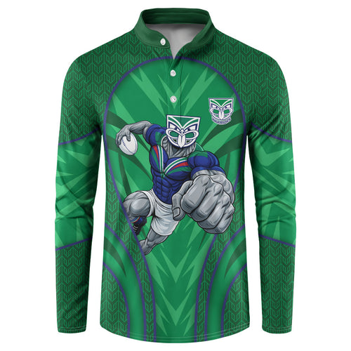 New Zealand Warriors Rugby Mascot Button Sweatshirt Australian Rugby Culture - Tribal Inspired Warrior