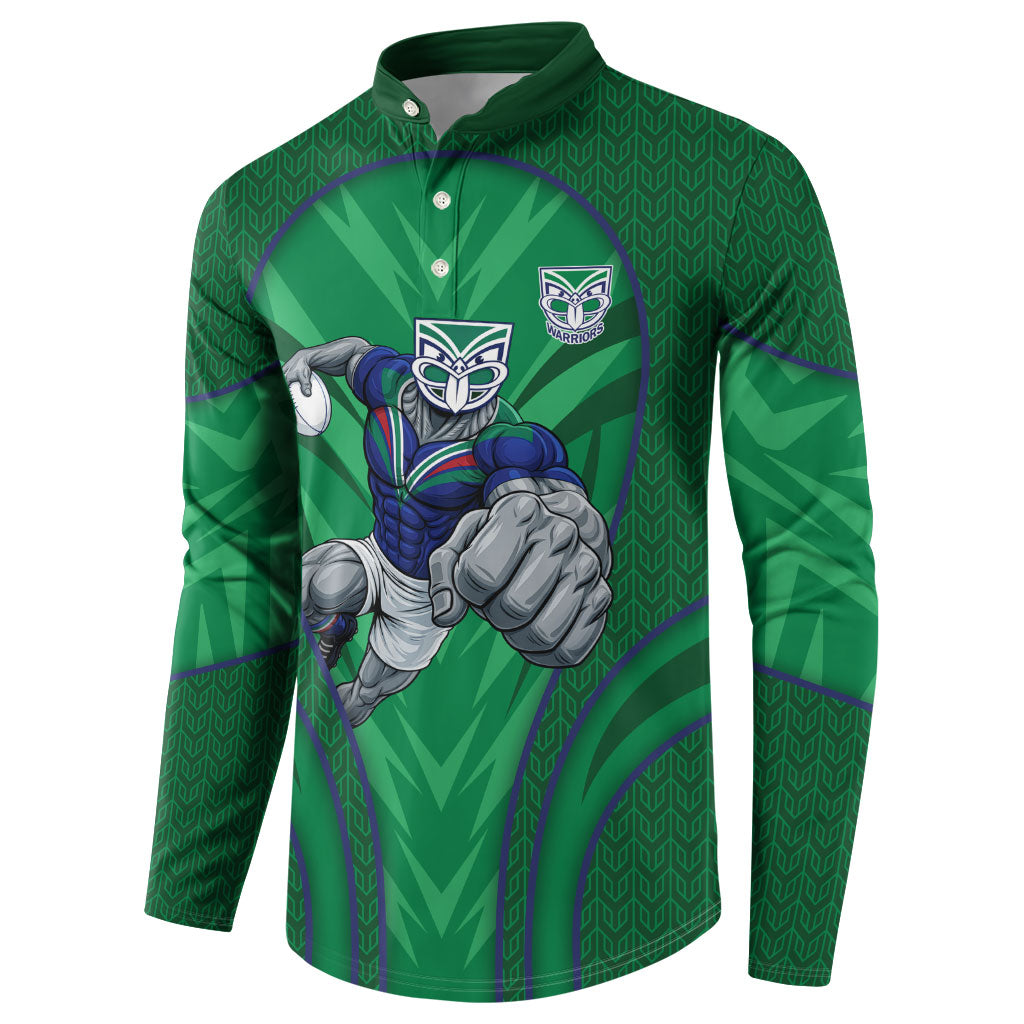New Zealand Warriors Rugby Mascot Button Sweatshirt Australian Rugby Culture - Tribal Inspired Warrior