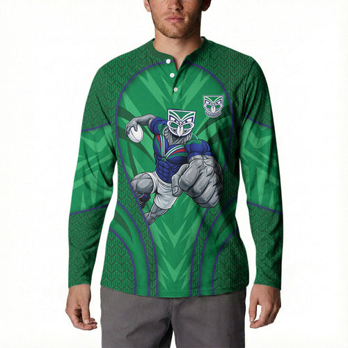 New Zealand Warriors Rugby Mascot Button Sweatshirt Australian Rugby Culture - Tribal Inspired Warrior