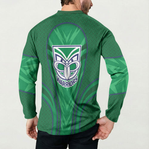 New Zealand Warriors Rugby Mascot Button Sweatshirt Australian Rugby Culture - Tribal Inspired Warrior