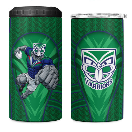 New Zealand Warriors Rugby Mascot 4 in 1 Can Cooler Tumbler Australian Rugby Culture - Tribal Inspired Warrior