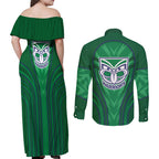 New Zealand Warriors Rugby Mascot Couples Matching Off Shoulder Maxi Dress and Long Sleeve Button Shirt Australian Rugby Culture - Tribal Inspired Warrior