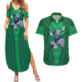 New Zealand Warriors Rugby Mascot Couples Matching Summer Maxi Dress and Hawaiian Shirt Australian Rugby Culture - Tribal Inspired Warrior