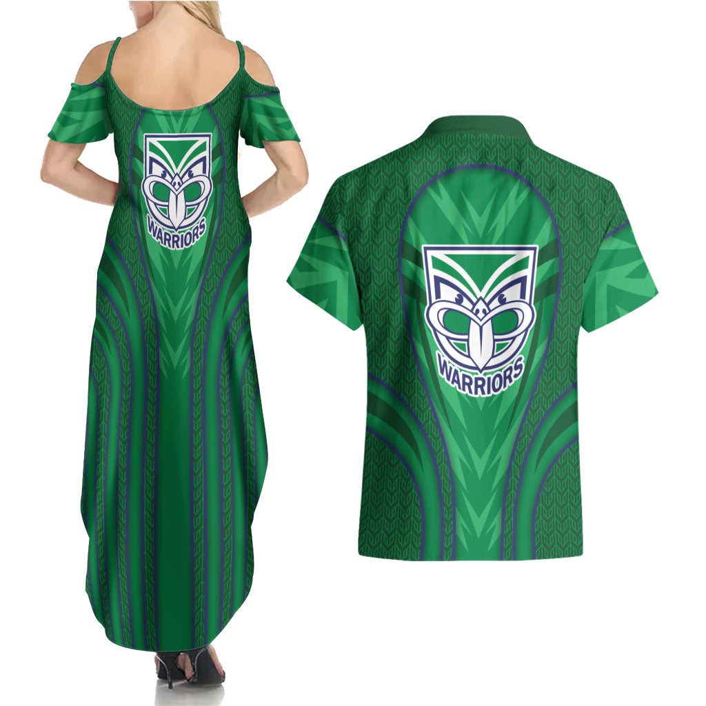 New Zealand Warriors Rugby Mascot Couples Matching Summer Maxi Dress and Hawaiian Shirt Australian Rugby Culture - Tribal Inspired Warrior