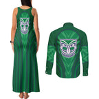 New Zealand Warriors Rugby Mascot Couples Matching Tank Maxi Dress and Long Sleeve Button Shirt Australian Rugby Culture - Tribal Inspired Warrior