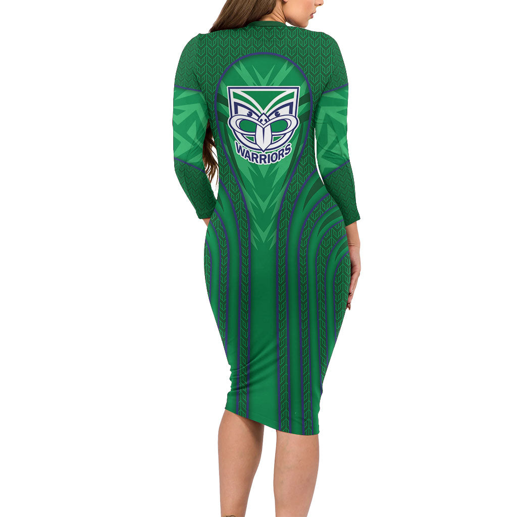 New Zealand Warriors Rugby Mascot Family Matching Long Sleeve Bodycon Dress and Hawaiian Shirt Australian Rugby Culture - Tribal Inspired Warrior
